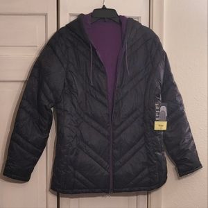Womens New w/ tag Xersion Reversible Lightweight Hooded Puffer Coat Jacket